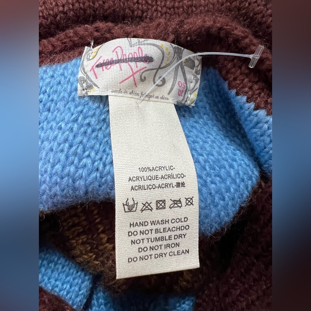 Free People Striped Turtleneck Poncho in Forest Combo. OS - Picture 4 of 6